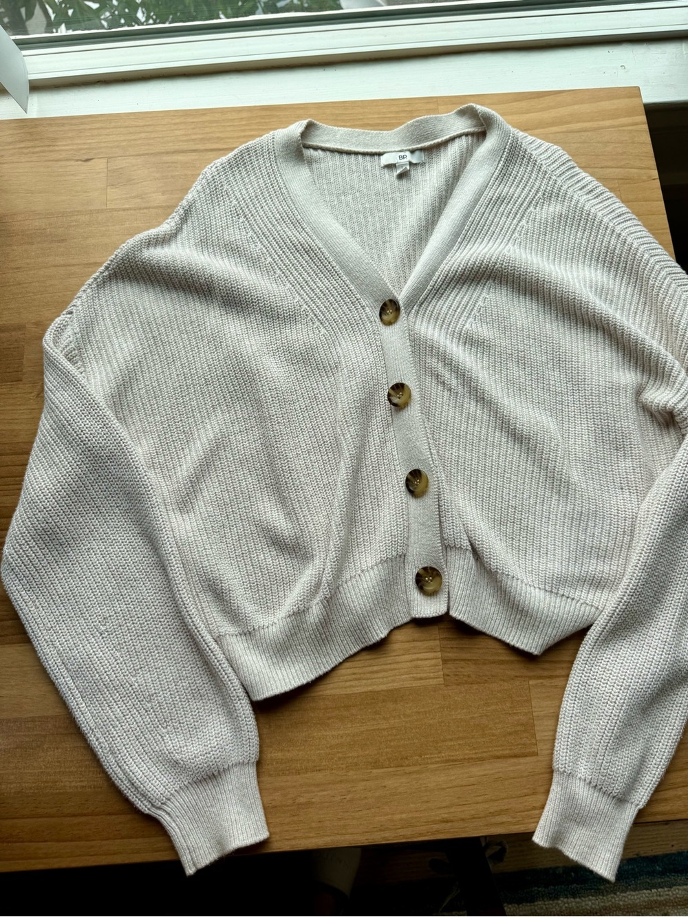 Cream Knit Button Cardigan Relaxed Fit Cotton Minimalist Neutral Fall Layering